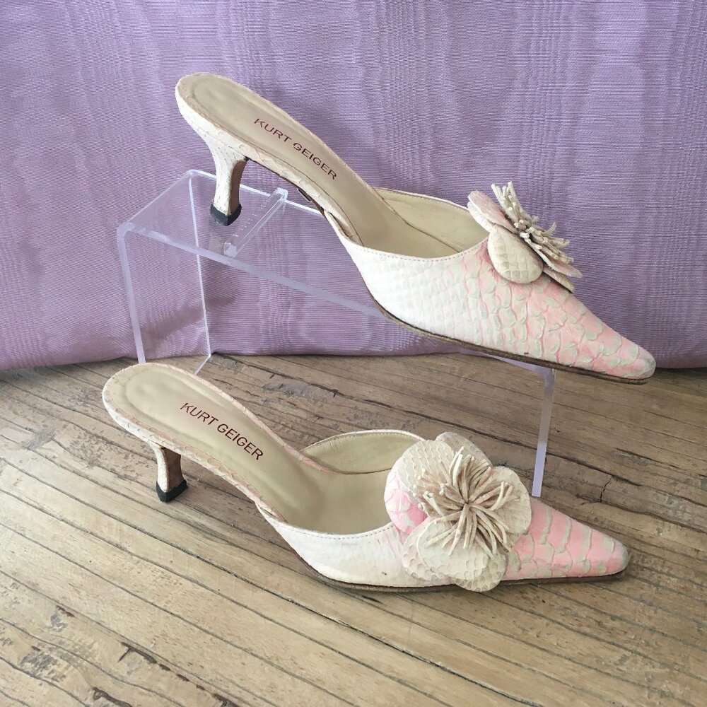 Kurt Geiger Pale Pink Mules with Flower Size 36 (US6)